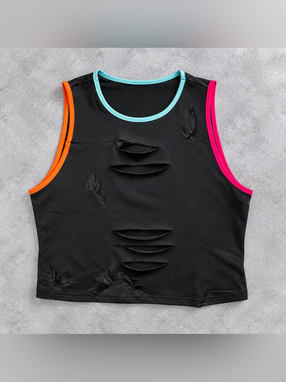 NWT - LovelyWholesale Women's Cut Out Crop
Tank Top Distressed Tank Top - Size X